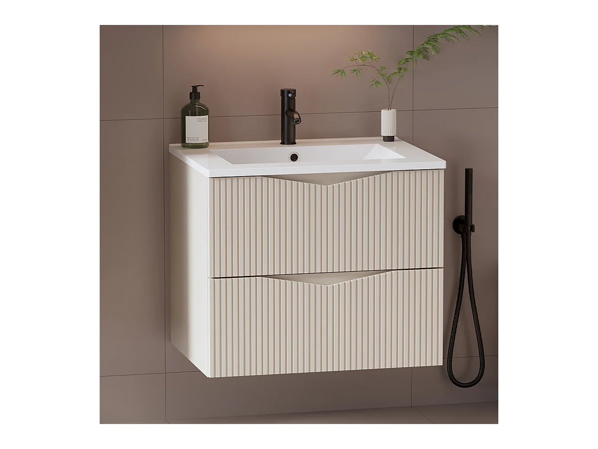 Meuble simple vasque encastrée 60cm Tao Cachemire