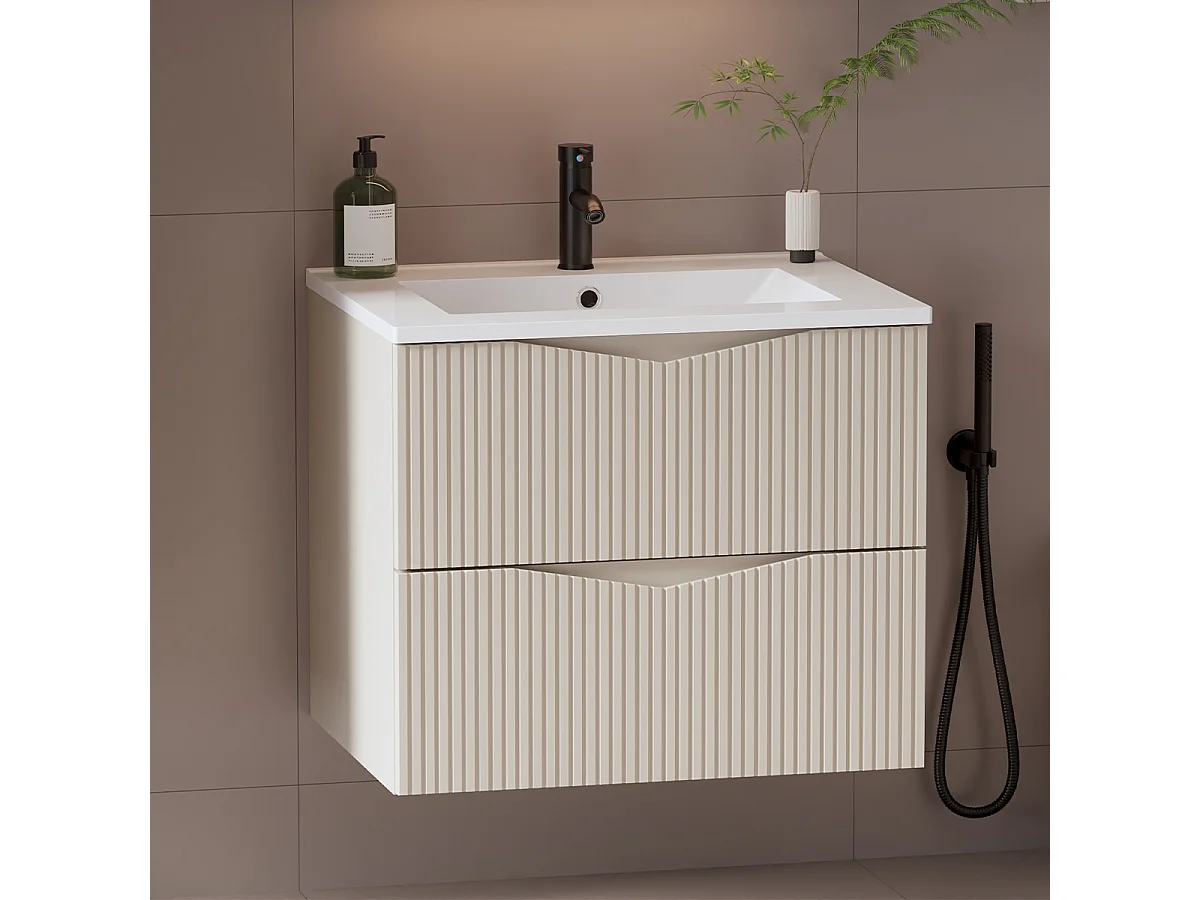 Meuble simple vasque encastrée 60cm Tao Cachemire