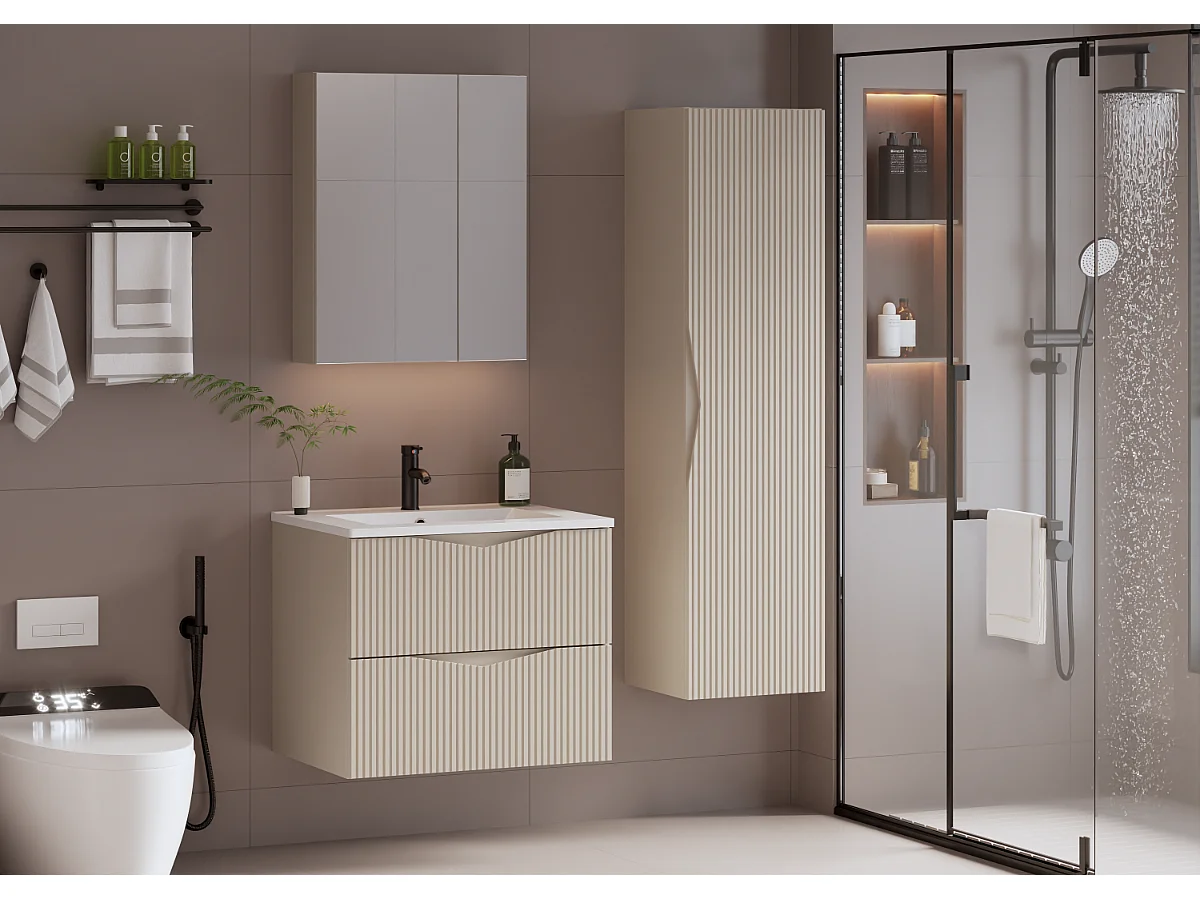 Meuble simple vasque encastrée 60cm Tao Cachemire