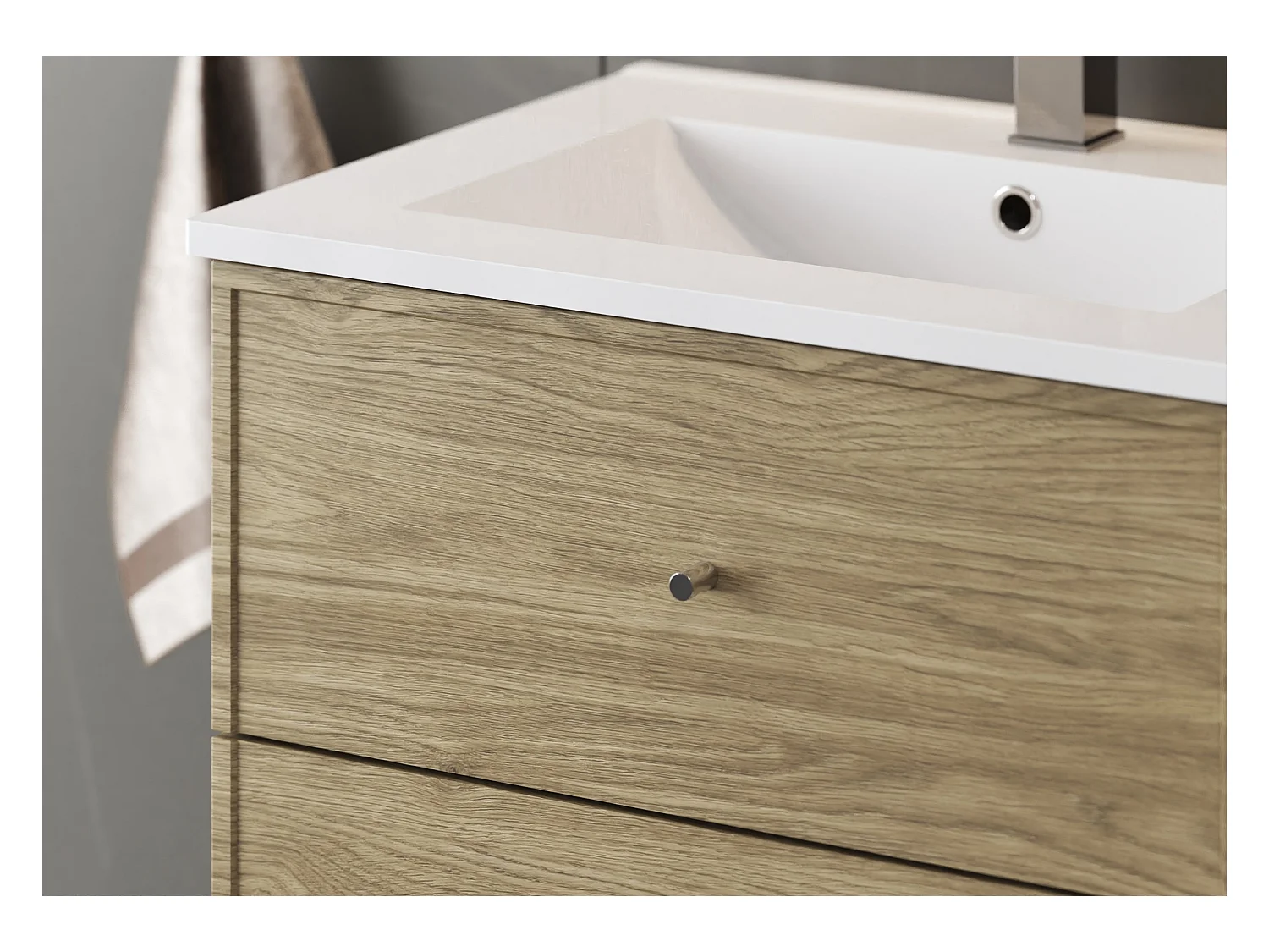 Ensemble pour salle de bain 80 cm Meuble avec lavabo  Chêne huilé Marco