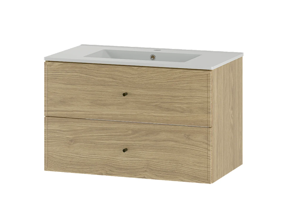 Ensemble pour salle de bain 80 cm Meuble avec lavabo  Chêne huilé Marco