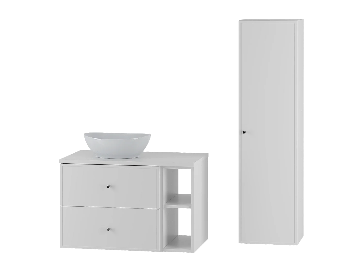 Wit badkamerset 80 cm Kast Rek Wastafelblad Kolom Marco