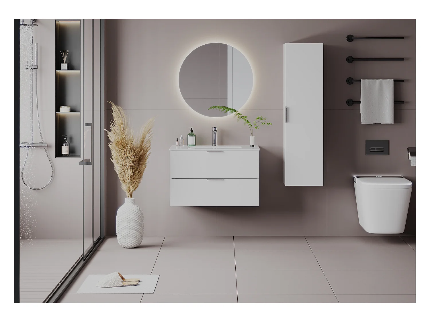 Witte badkamer kast Hoge kolom 1 deur Pile