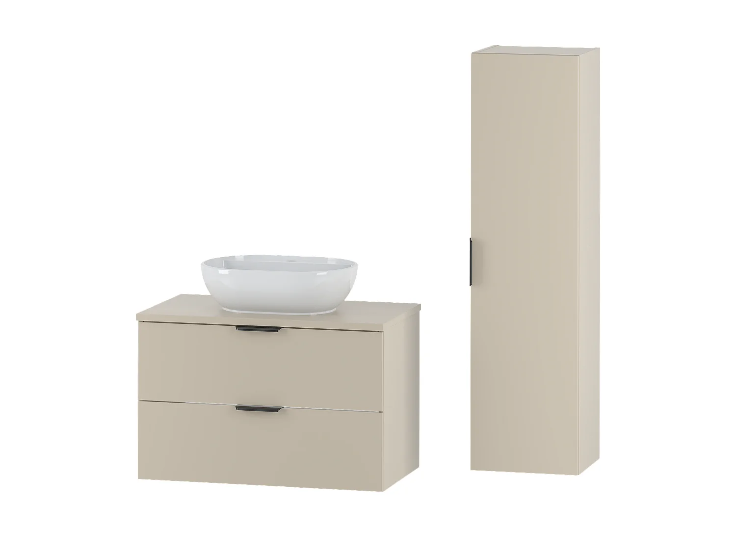Ensemble de salle de bain en cachemire 80 cm Armoire avec plan de travail Lavabo Colonne Pile