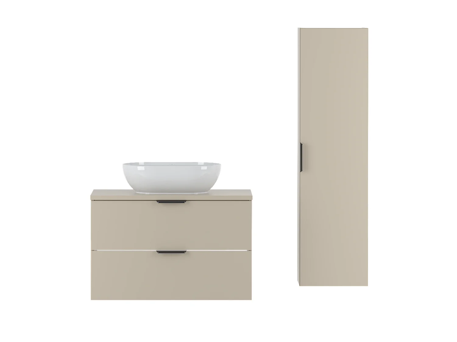 Ensemble de salle de bain en cachemire 80 cm Armoire avec plan de travail Lavabo Colonne Pile