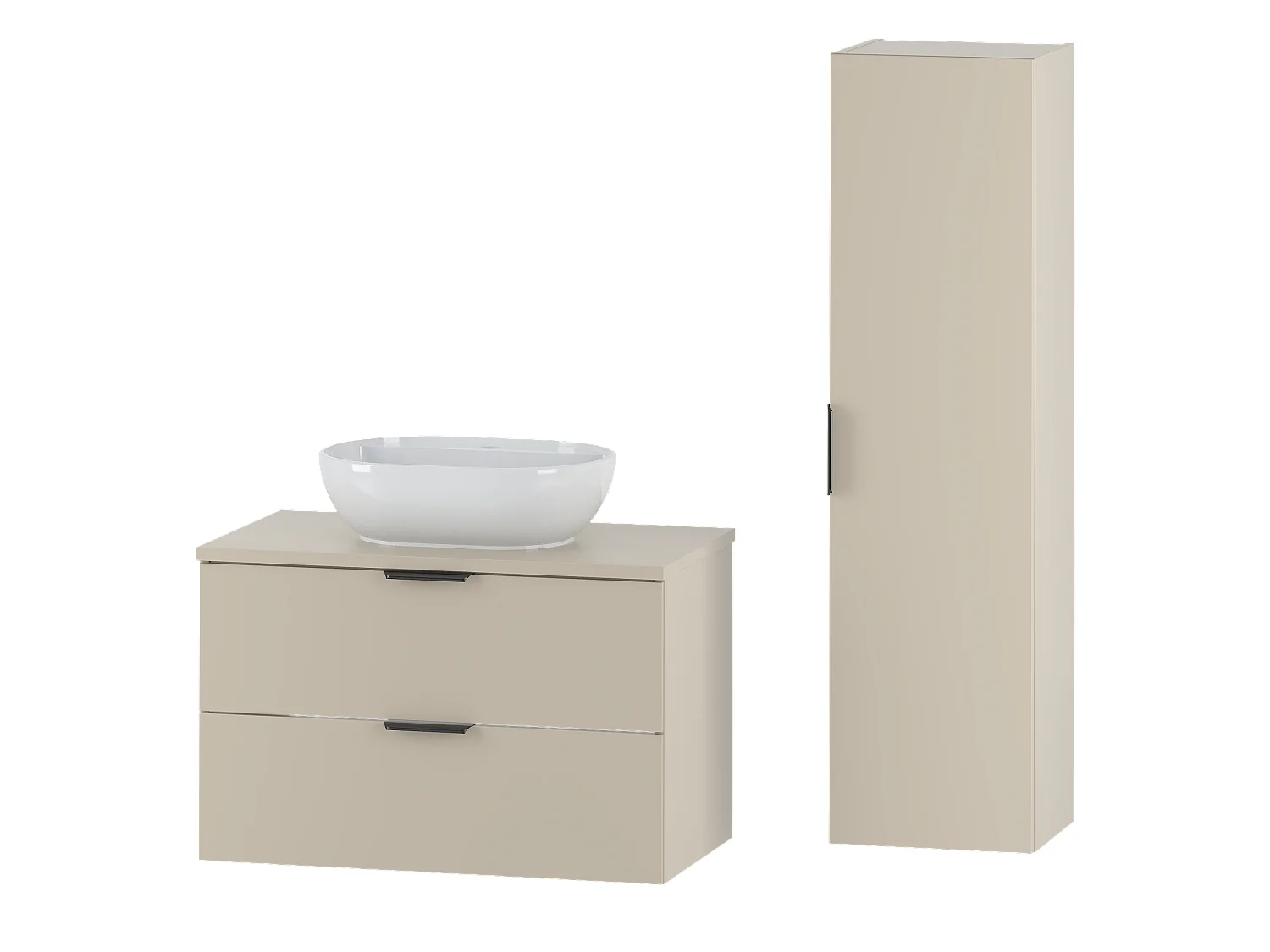 Kasjmier badkamerset 80 cm Kast met blad Wastafel Kolom Pile