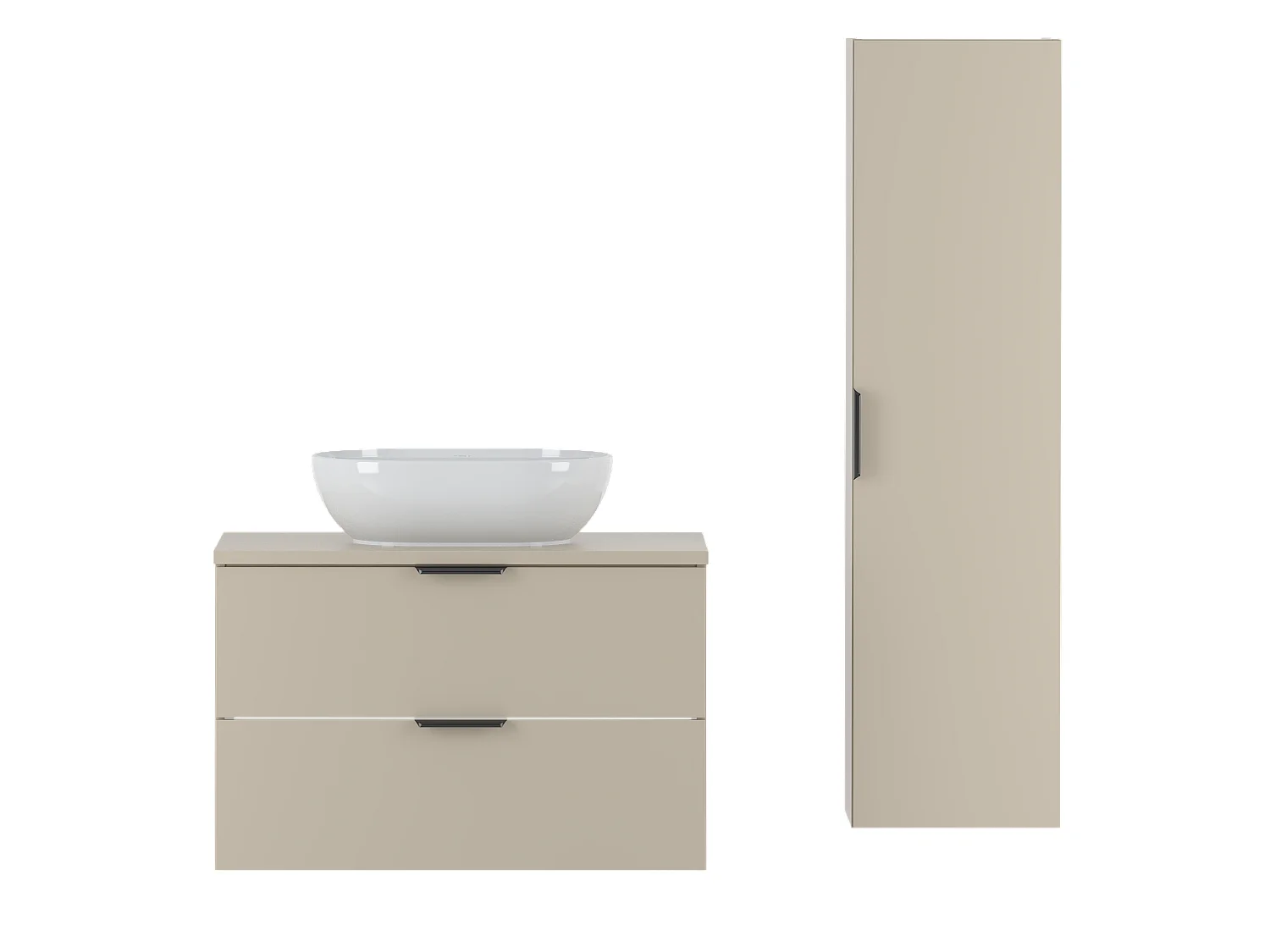 Kasjmier badkamerset 80 cm Kast met blad Wastafel Kolom Pile