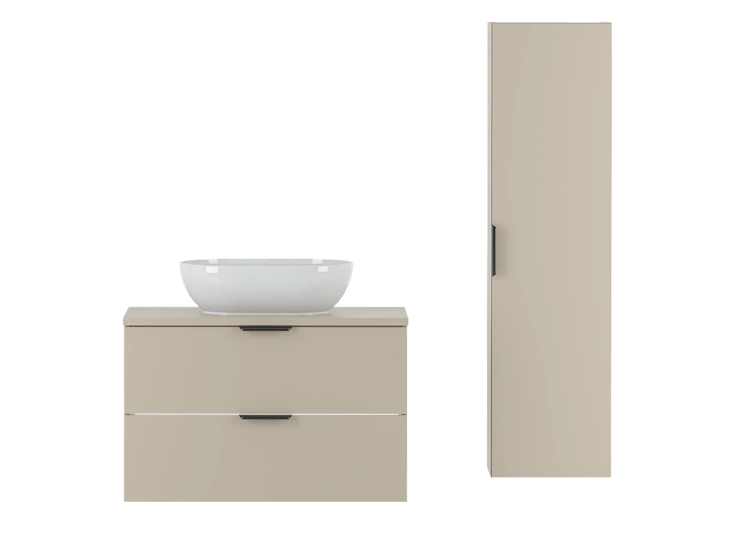 Ensemble de salle de bain en cachemire 80 cm Armoire avec plan de travail Lavabo Colonne Pile