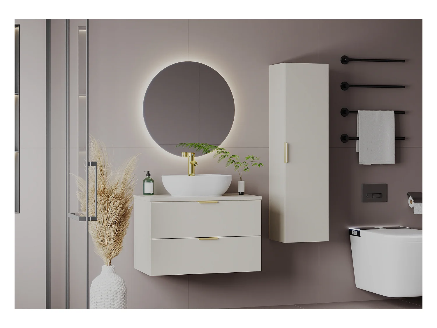 Kasjmier badkamermeubel Hoge kast 1 deur Pile