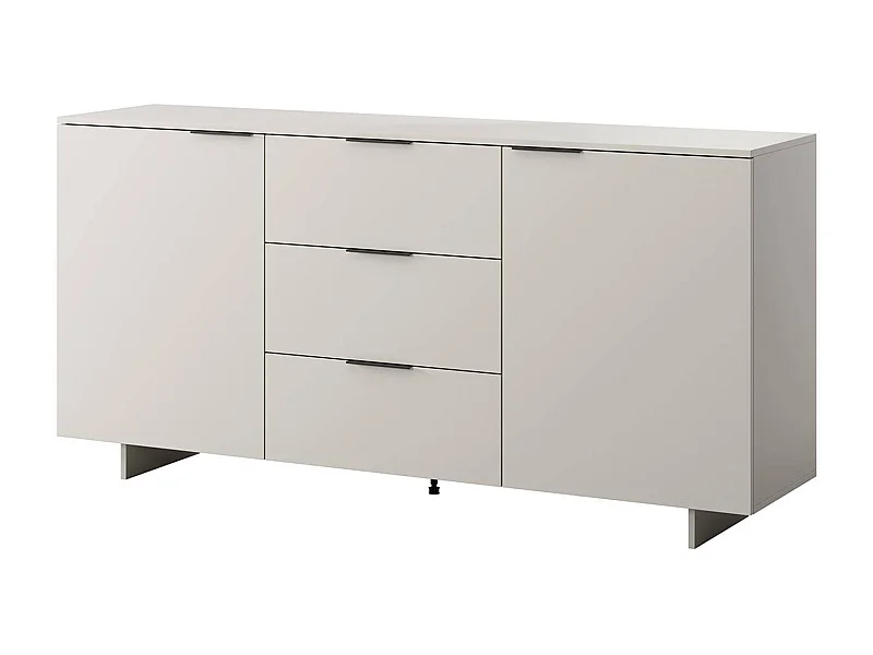 Credenza Neive, Madia da salotto con due ante battenti e tre cassetti, Rialzato da terra, 180x42 h90 cm, Beige