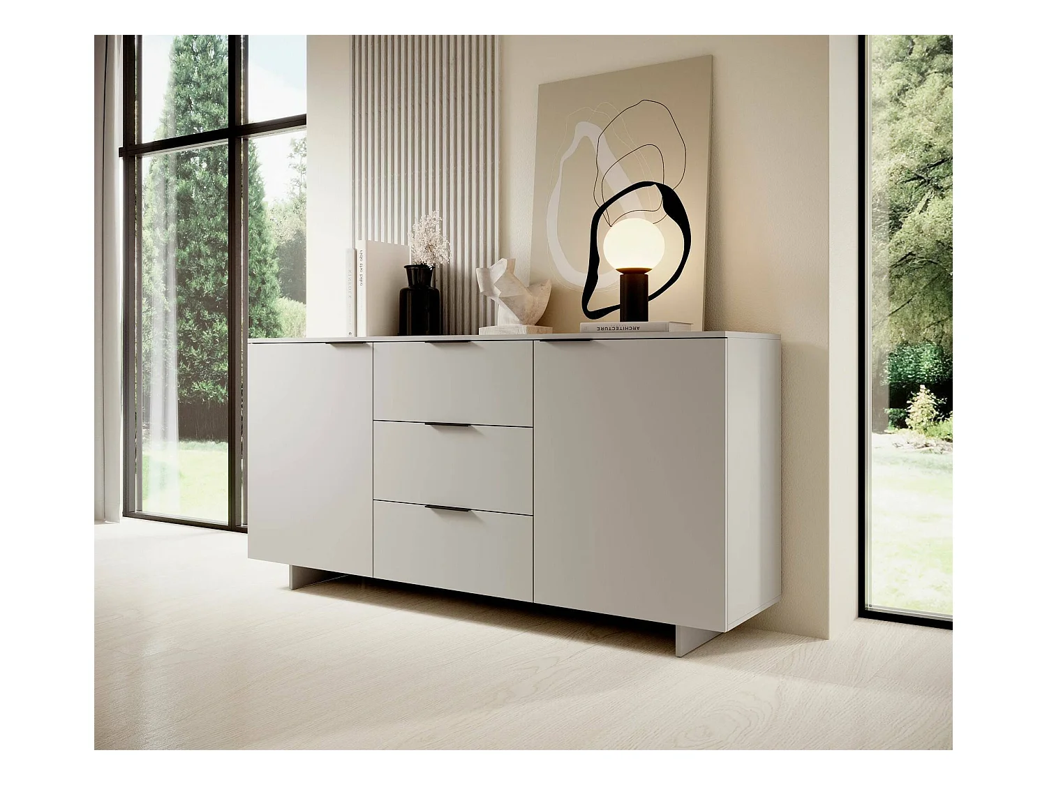 Buffet Barcelos, 2 Étagères, 41,5x180x90h cm Beige, Bahut