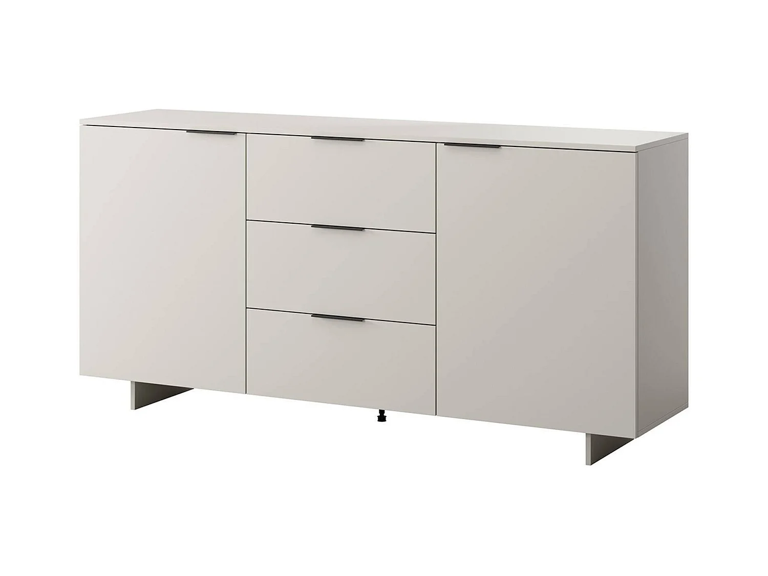 Credenza Neive, Madia da salotto con due ante battenti e tre cassetti, Rialzato da terra, 180x42 h90 cm, Beige