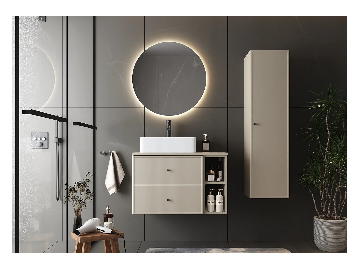 Kasjmier badkamermeubel Hoge kast 1 deur Marco