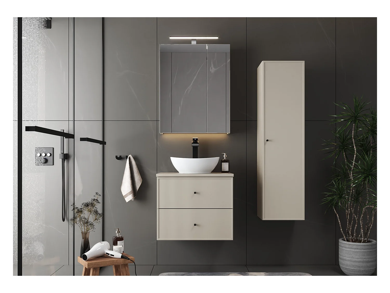 Kasjmier badkamermeubel Hoge kast 1 deur Marco