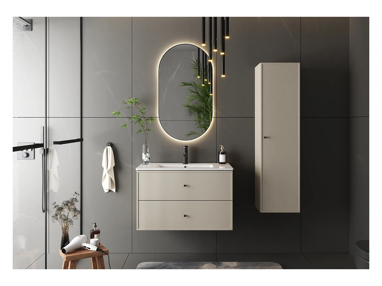 Kasjmier badkamermeubel Hoge kast 1 deur Marco