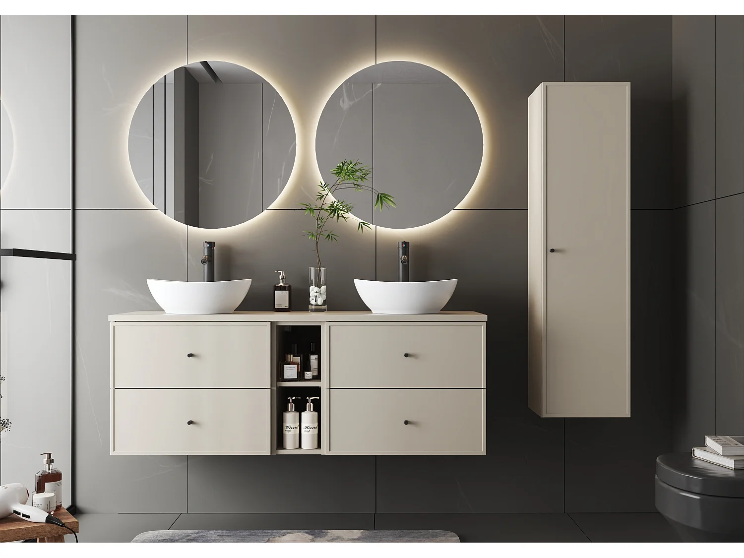 Kaschmir-Badezimmerschrank, hoher Schrank, 1 Tür, Marco