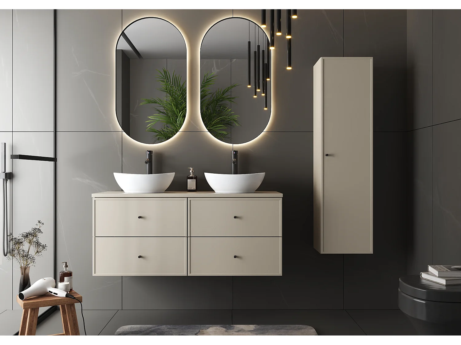 Kaschmir-Badezimmerschrank, hoher Schrank, 1 Tür, Marco