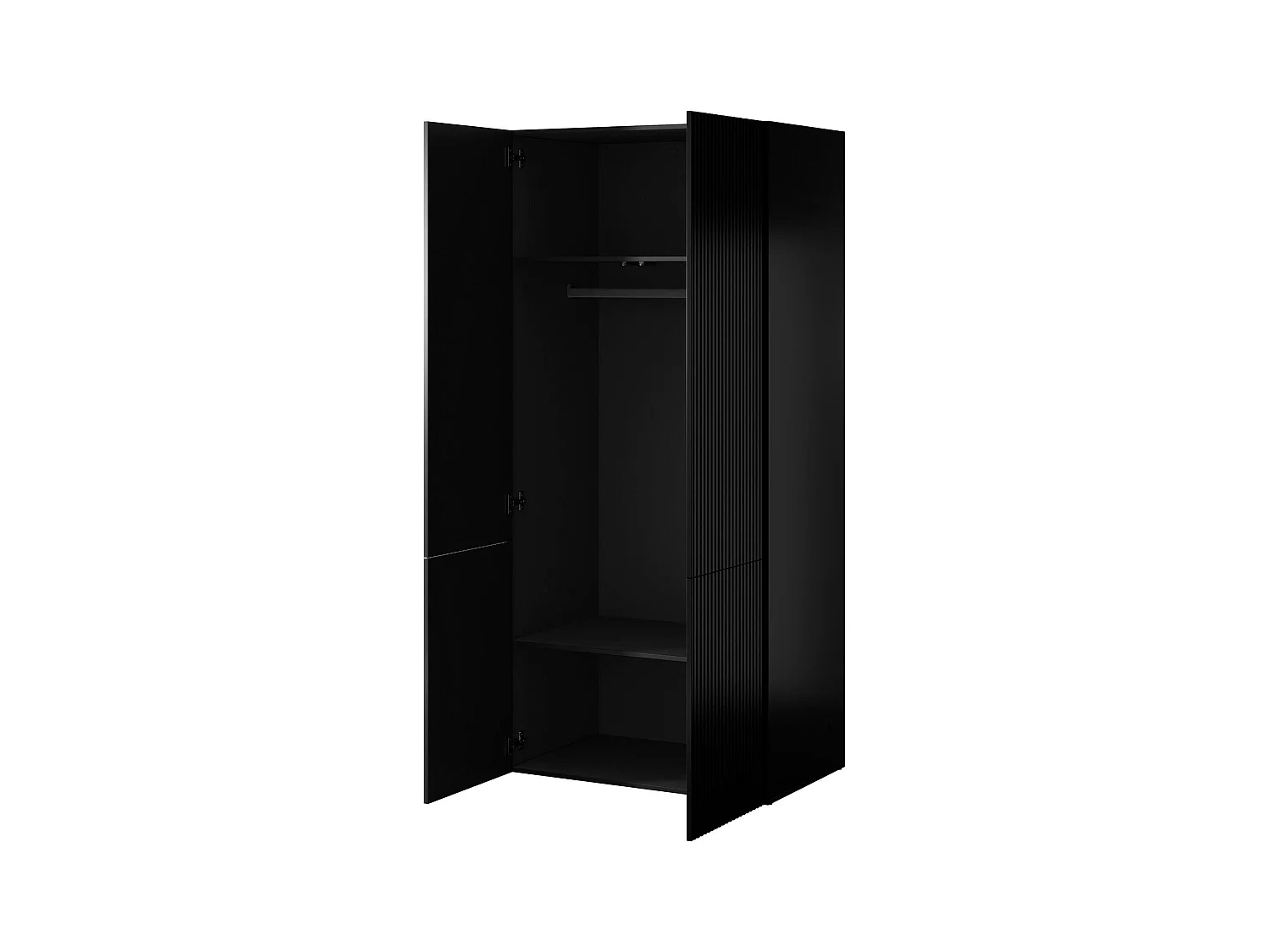 Armoire 2 Portes Esposende, Porte-manteau, 55.5x198.5h cm Noir, Armoire Chambre à Coucher