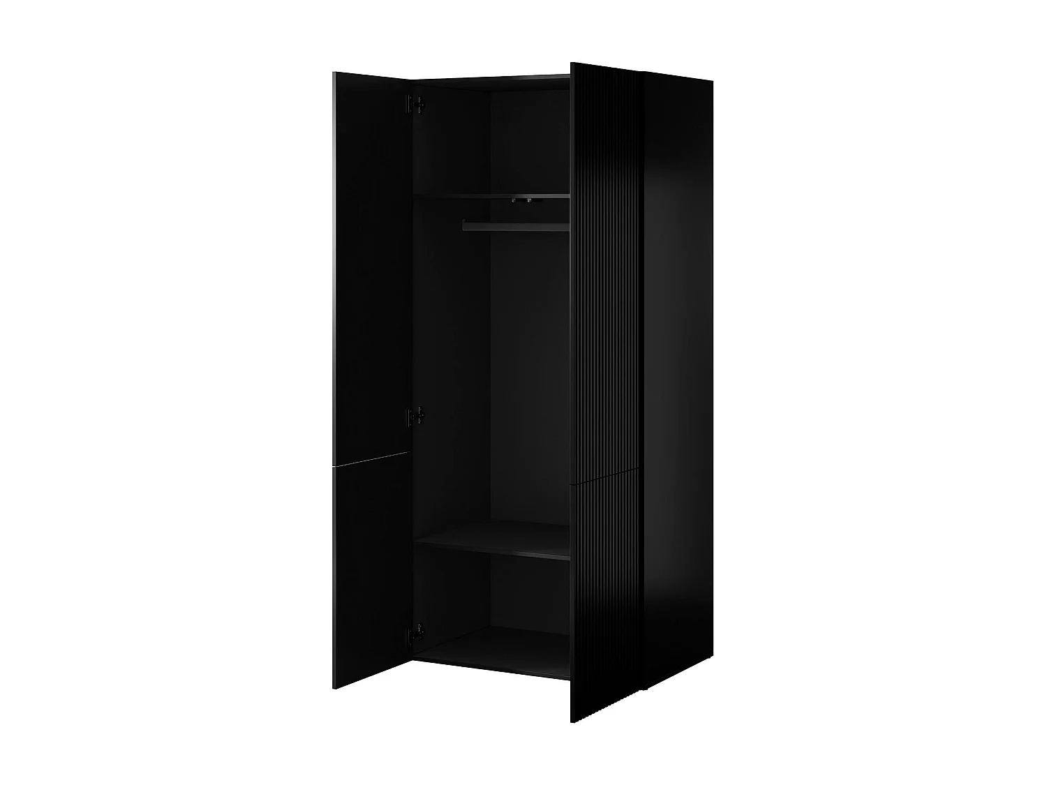 Armoire 2 Portes Esposende, Porte-manteau, 55.5x198.5h cm Noir, Armoire Chambre à Coucher