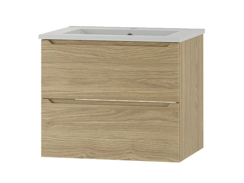 Badezimmer-Set 60 cm Schrank mit Waschbecken Eiche geölt Etna