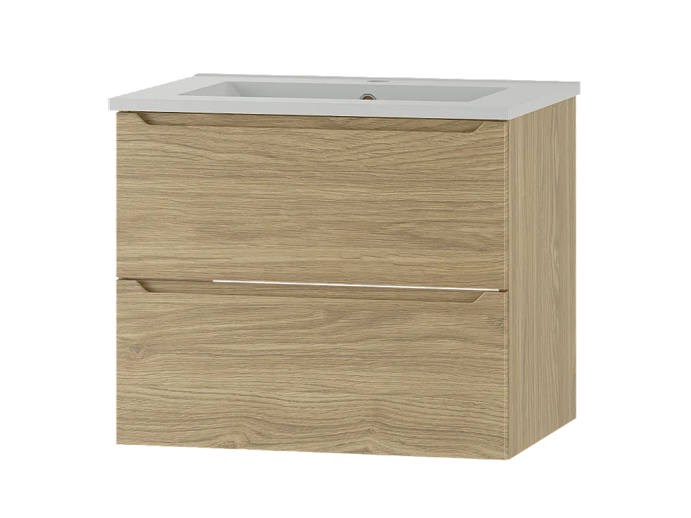 Badezimmer-Set 60 cm Schrank mit Waschbecken Eiche geölt Etna