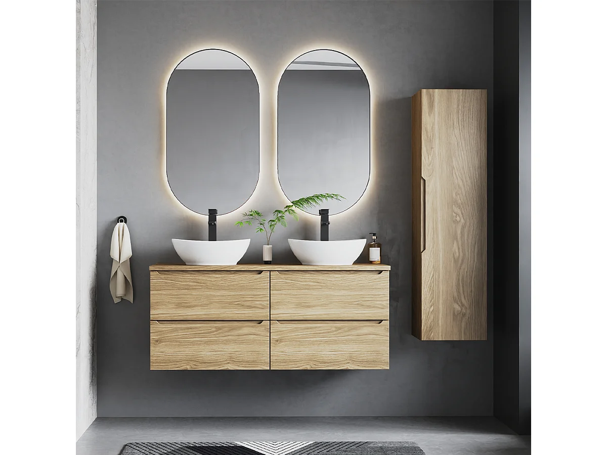 Armoire de salle de bain Colonne haute 1 porte Chêne huilé Etna