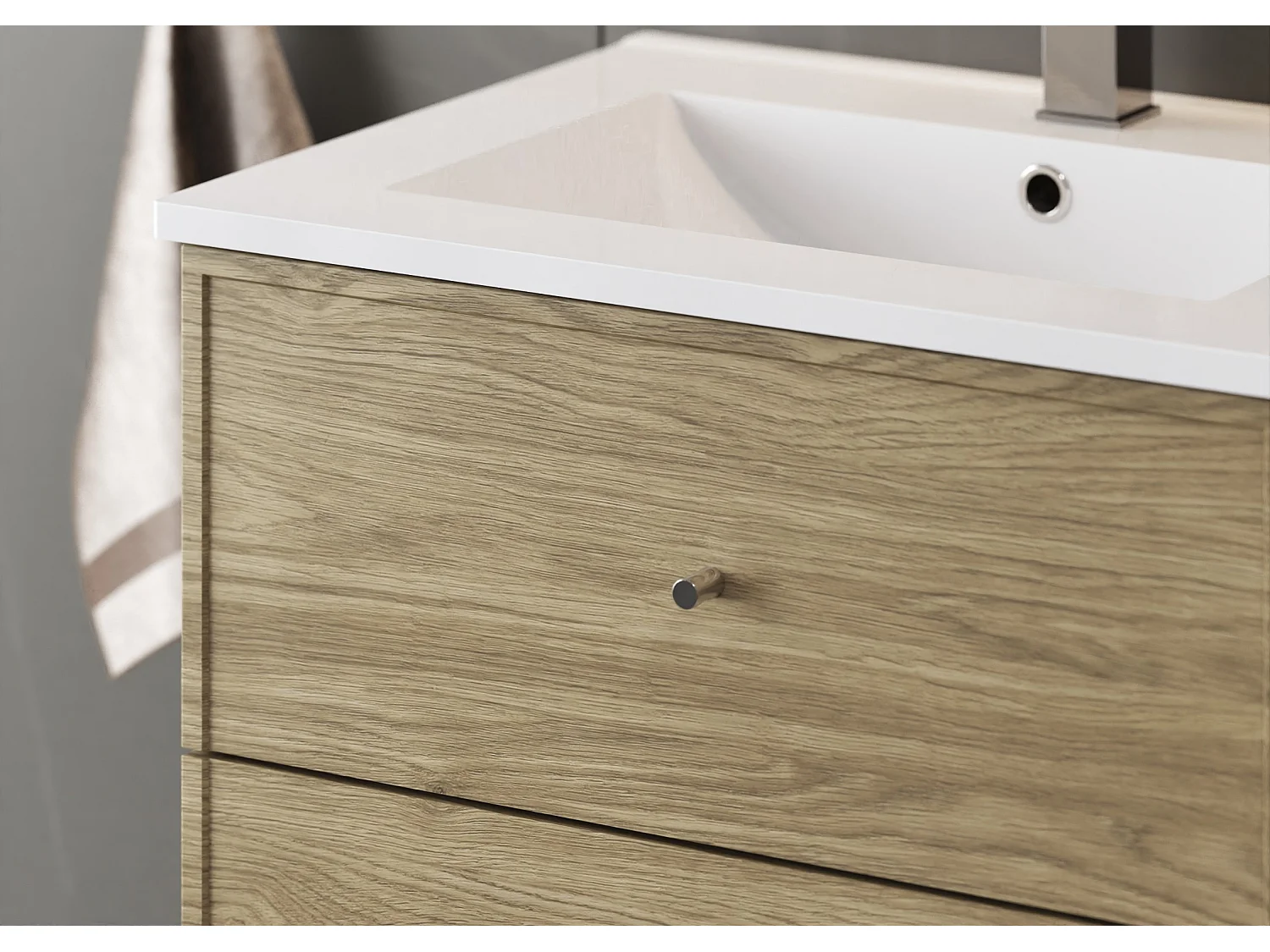 Ensemble pour salle de bain 120 cm Meuble avec lavabo Chêne huilé Marco