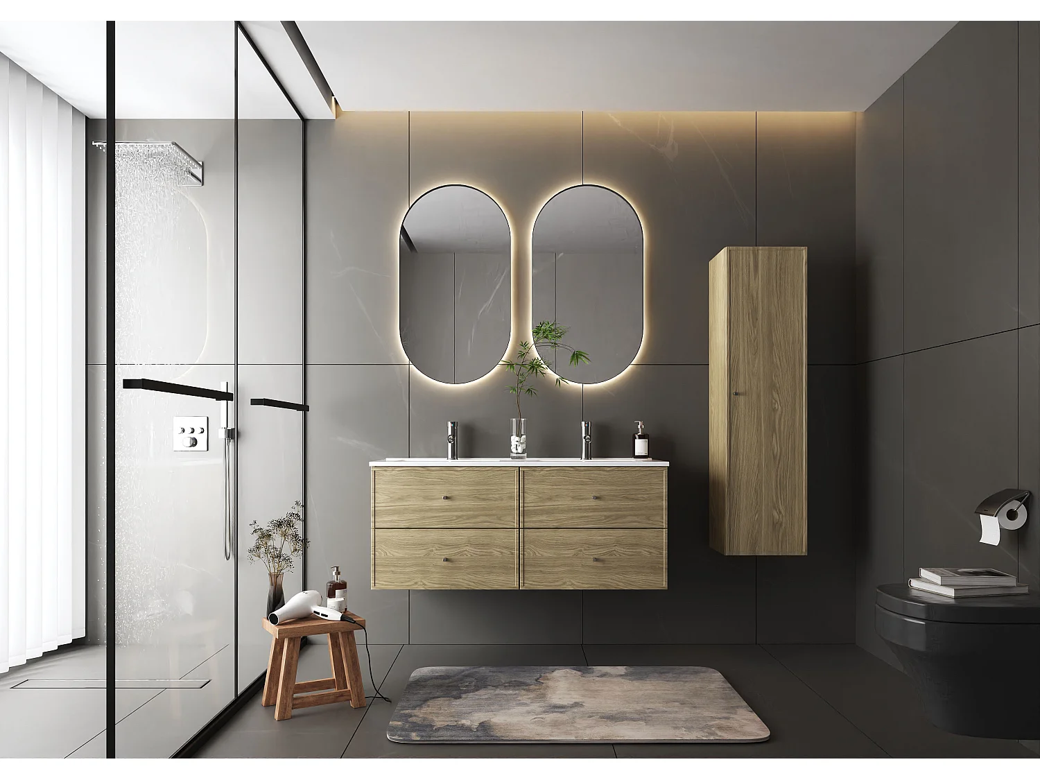 Ensemble pour salle de bain 120 cm Meuble avec lavabo Chêne huilé Marco