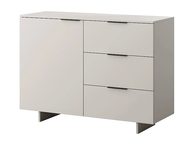 Credenza Rubiera, Madia da salotto con un'anta battente e tre cassetti, Rialzato da terra, 120x42 h90 cm, Beige