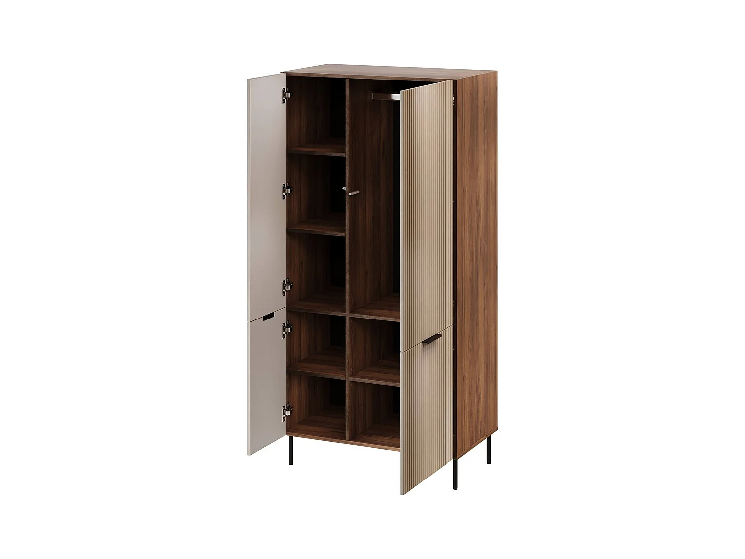 Armoire 2 Portes Agueda, Portemanteau, 52x185h cm Beige, Armoire Chambre à Coucher