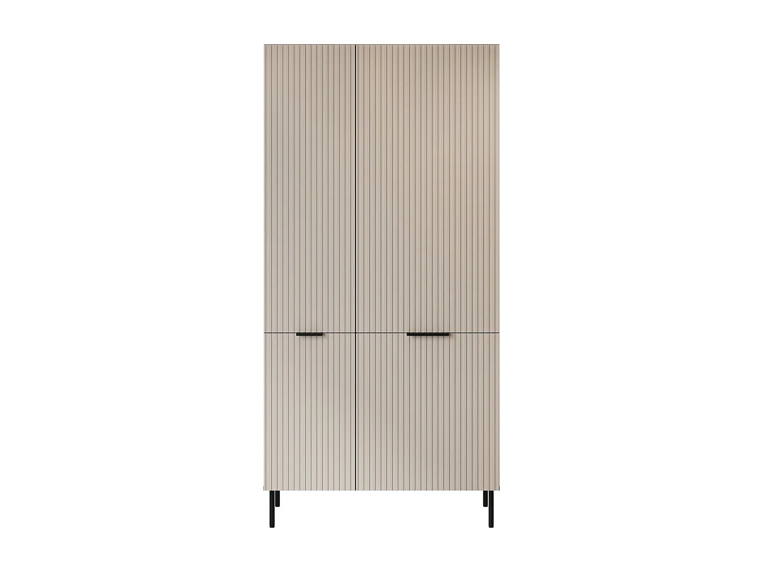 Guardaroba 2 ante Intelvi, Mobile multifunzionale con sei ripiani interni e una barra appendiabiti, Finitura effetto cannettato, 90x52 h185 cm, Beige