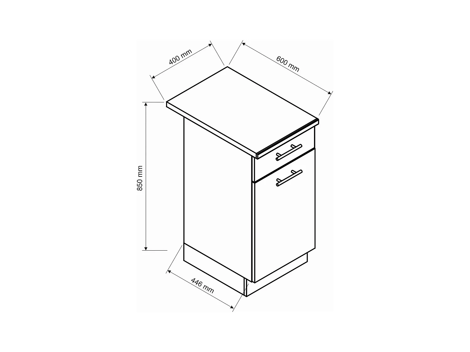 Cucina completa Mioglia, Set compatto e funzionale con ante e cassetto, Antracite