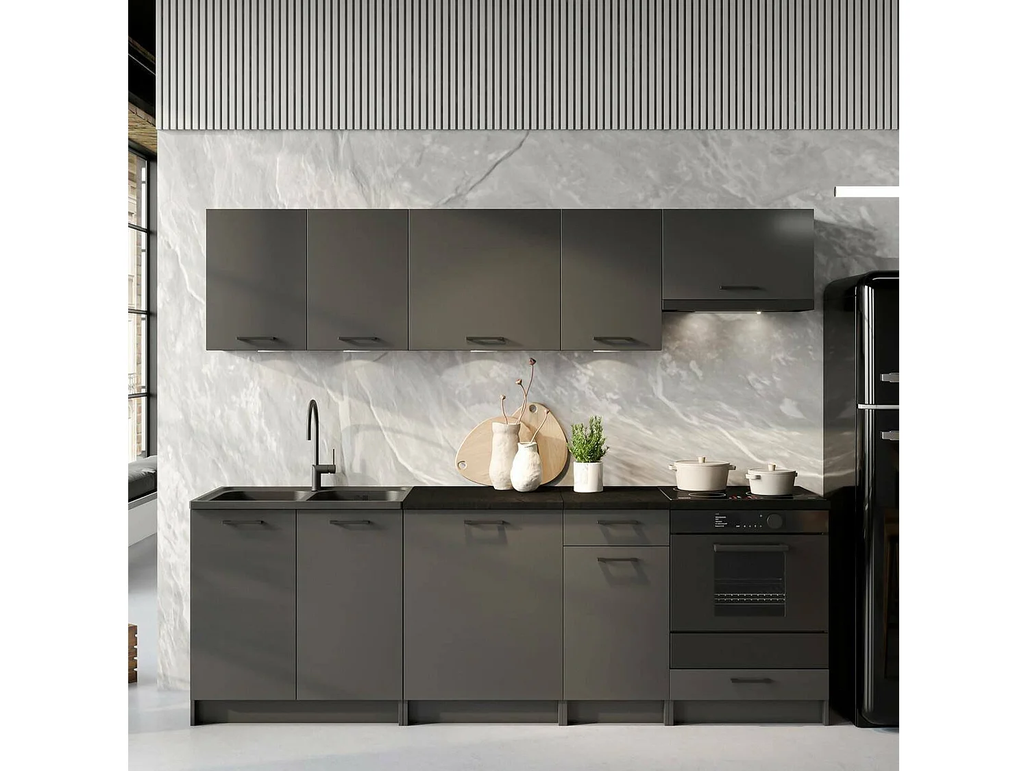 Cucina Completa Culatra, un Cassetto, Grigio Antracite