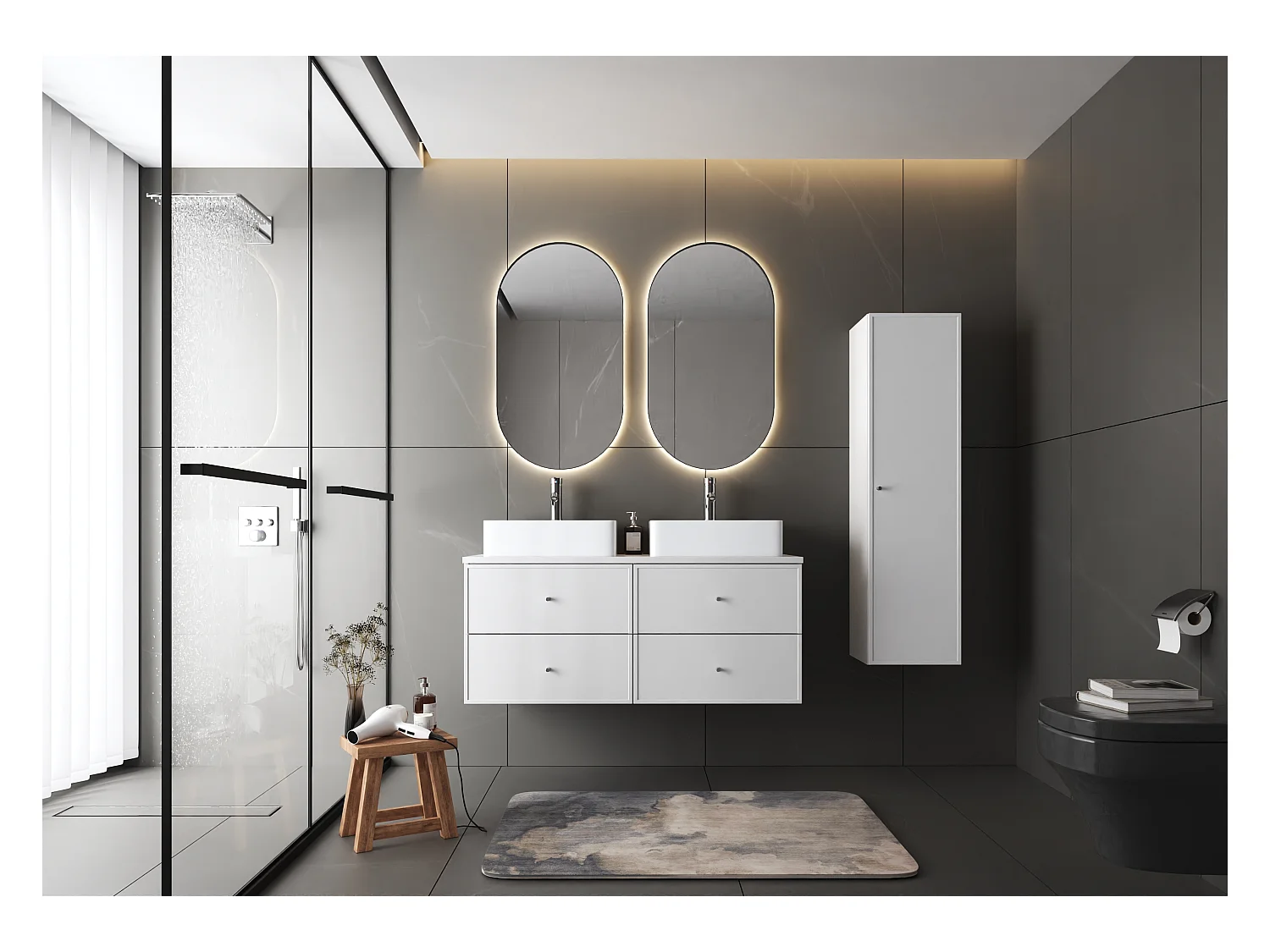 Witte badkamer kast, hoge kolom, 1 deur Marco