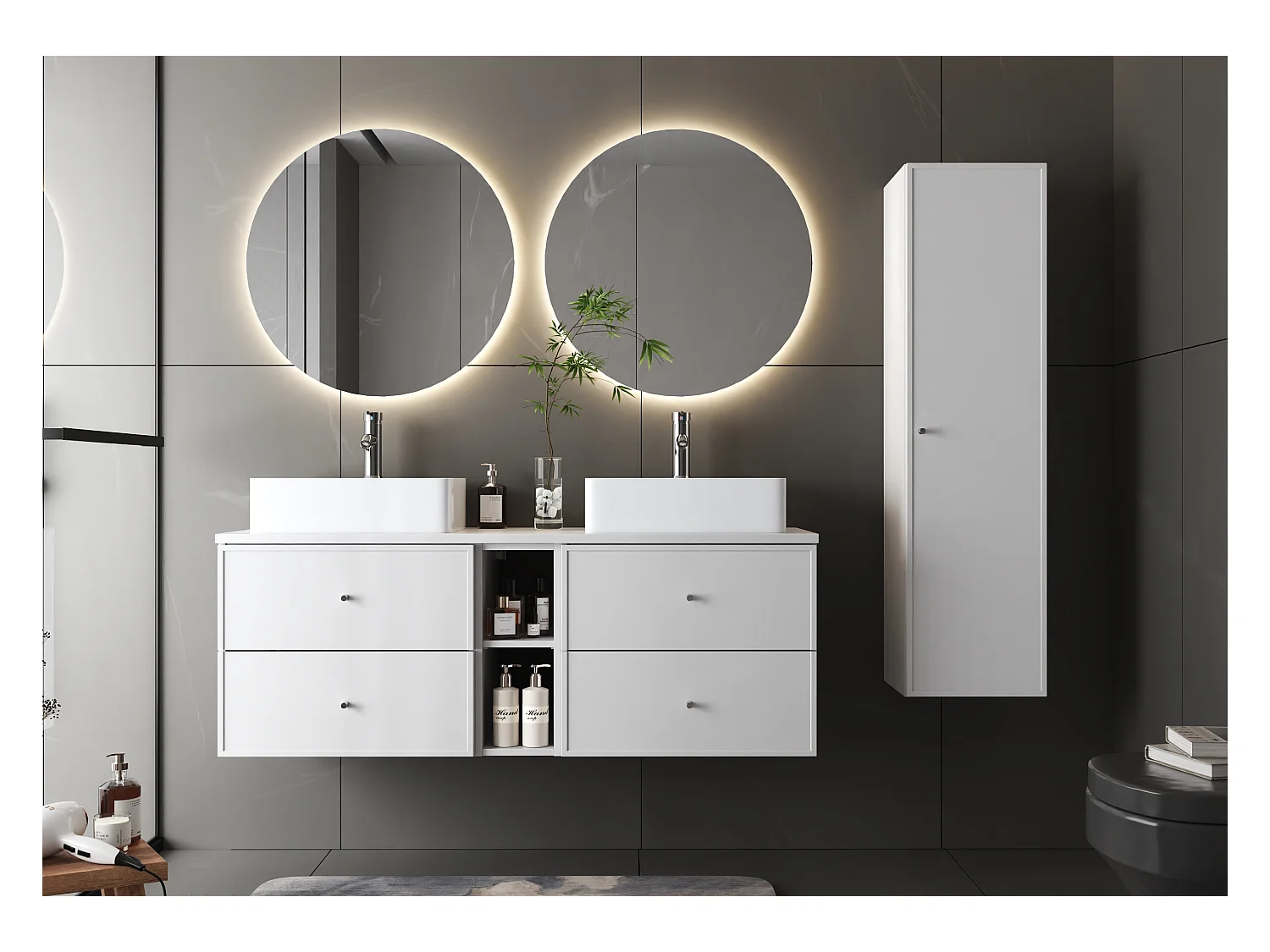 Witte badkamer kast, hoge kolom, 1 deur Marco