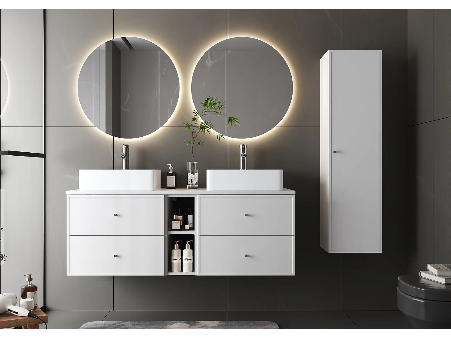 Armoire blanche pour salle de bain Colonne haute 1 porte Marco