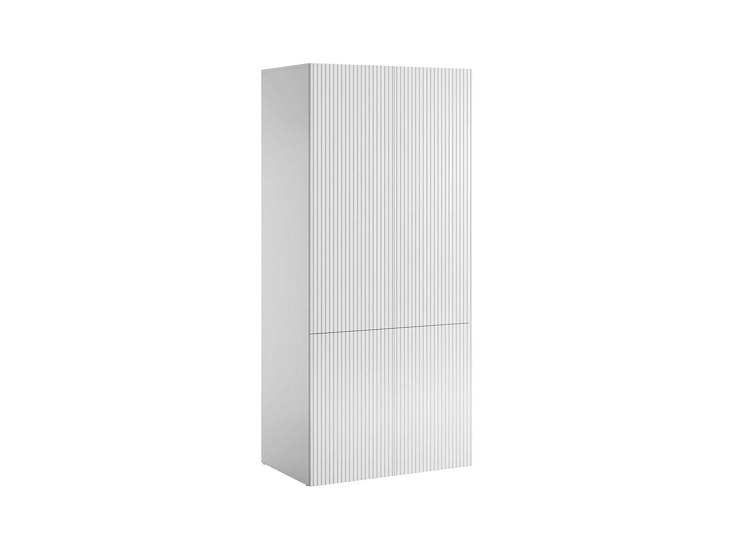 Guardaroba 2 ante Caiazzo, Mobile multifunzionale con due ripiani interni e barra appendiabiti, Finitura effetto cannettato, 90x56 h199 cm, Bianco