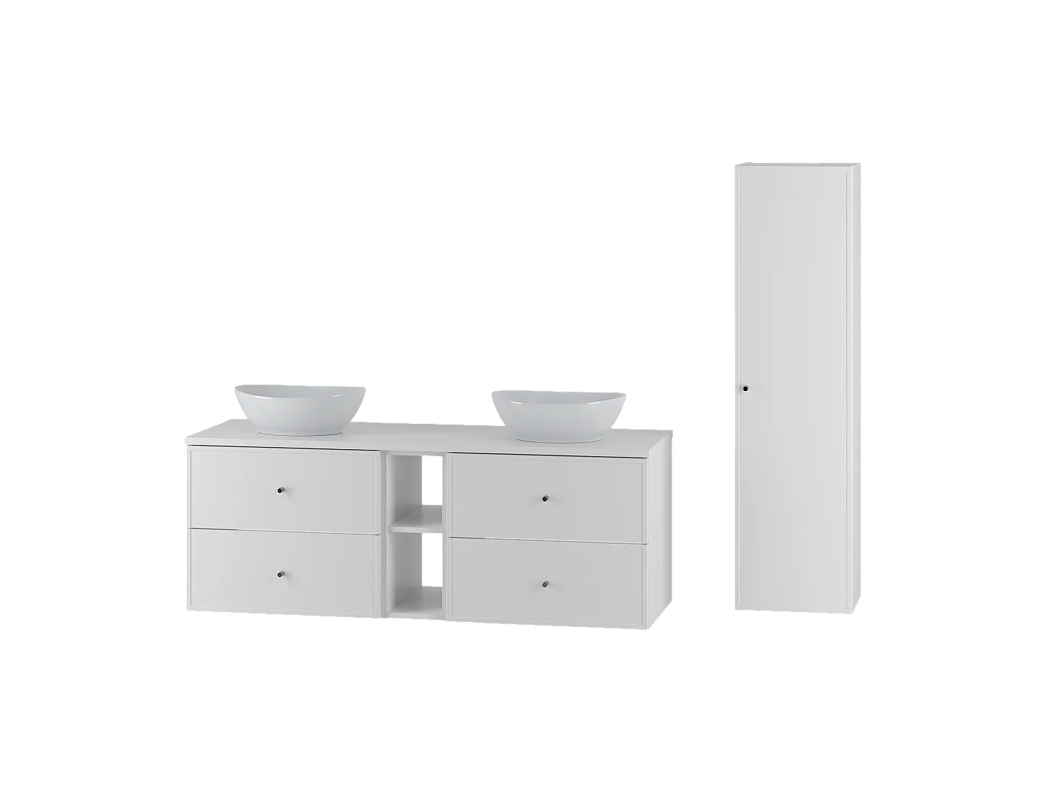 Wit badkamerset 140 cm Kast Rek Wastafelblad Paal Marco