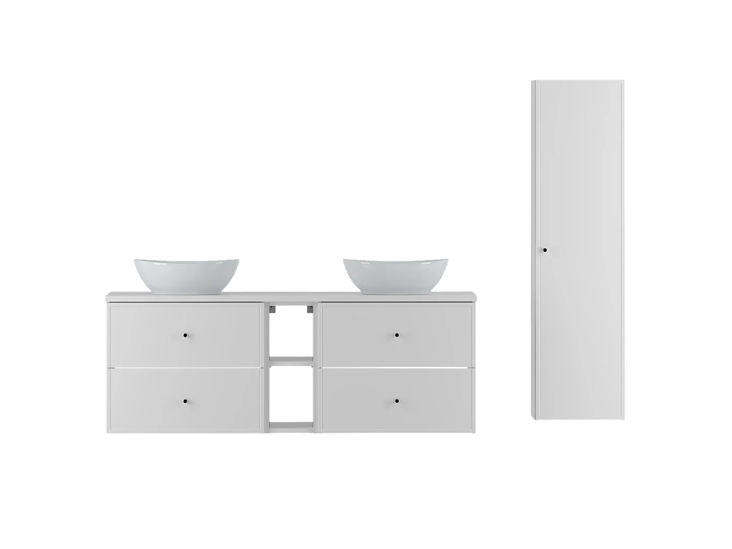 Wit badkamerset 140 cm Kast Rek Wastafelblad Paal Marco