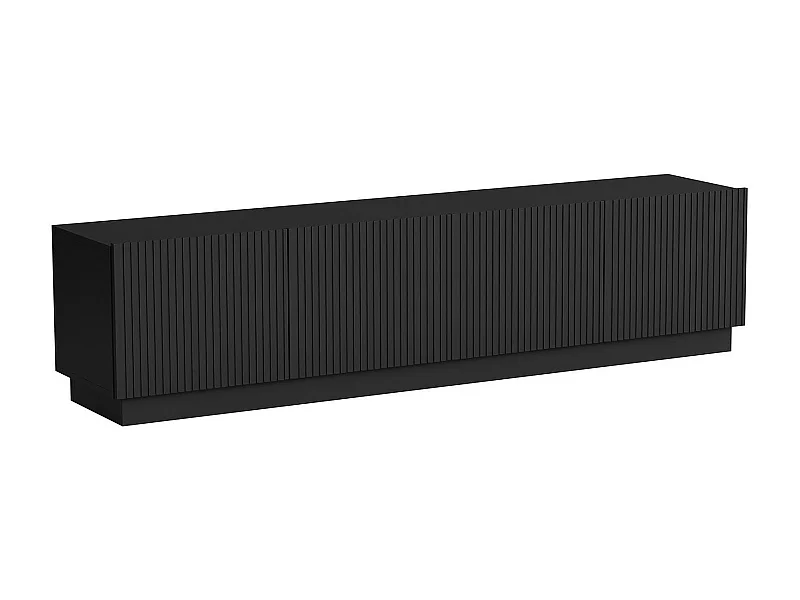 Mobile porta TV Macherio, Madia da salotto con quattro ante battenti, Design minimal e moderno, 200x40 h48 cm, Nero