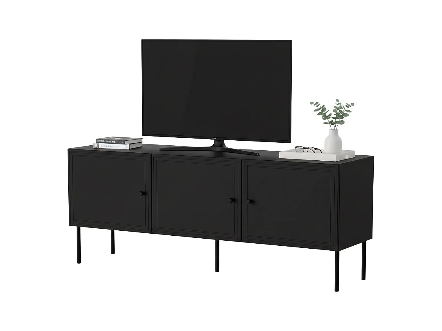 Meuble TV Moura, 3 étagères, 40x151x60h cm Noir