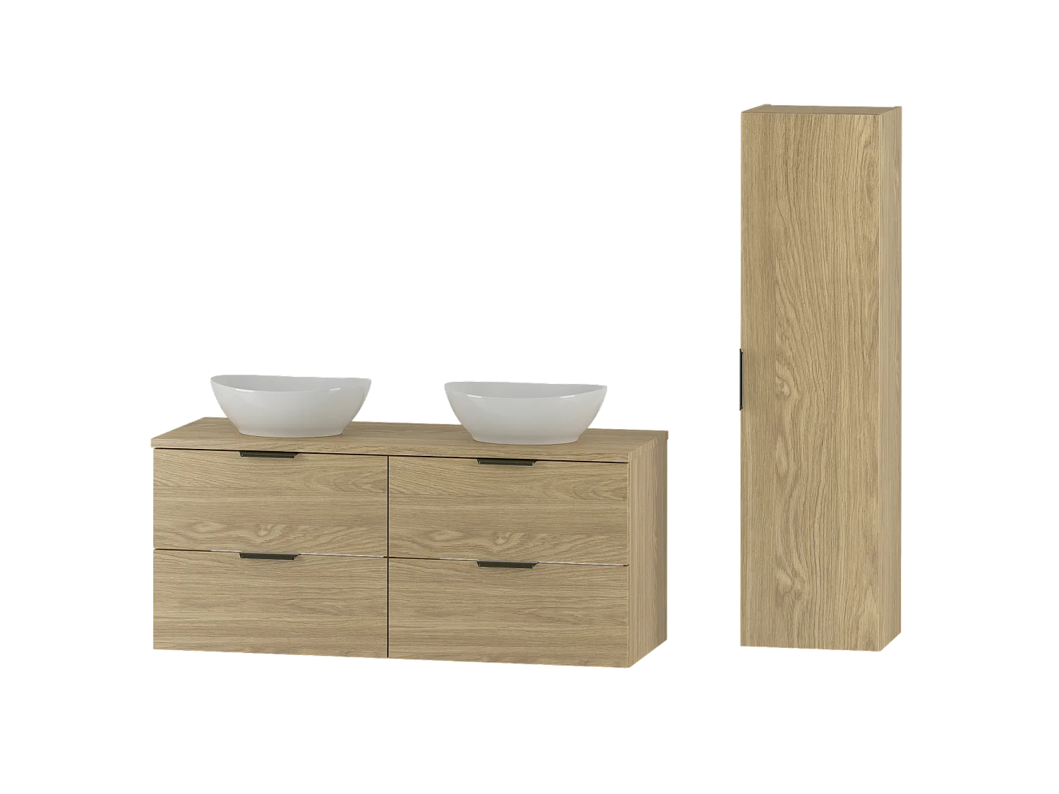 Badkamerset 120 cm Kast Wastafelblad Kolom Kolom Eiken geolied Pile