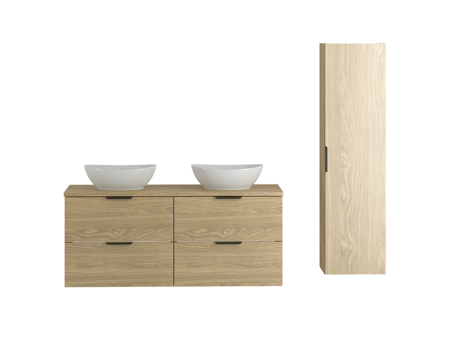 Badkamerset 120 cm Kast Wastafelblad Kolom Kolom Eiken geolied Pile