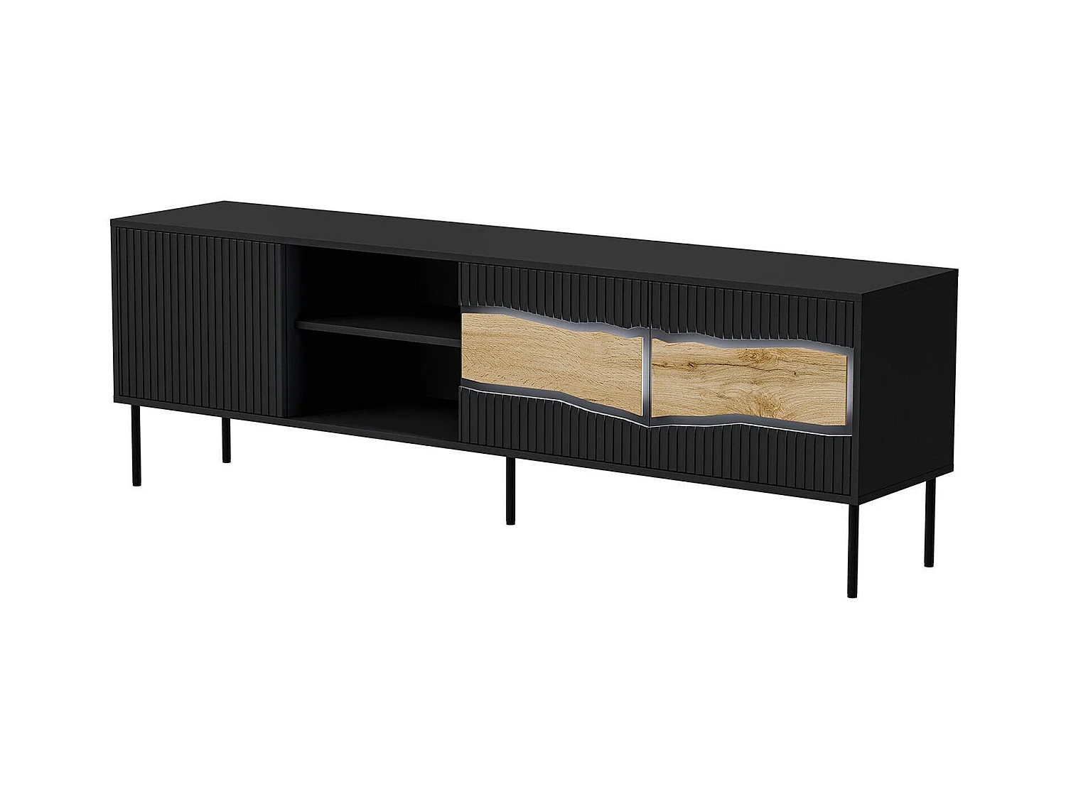 Meuble TV Feira, 2 étagères, 40x190x61,5h cm Noir