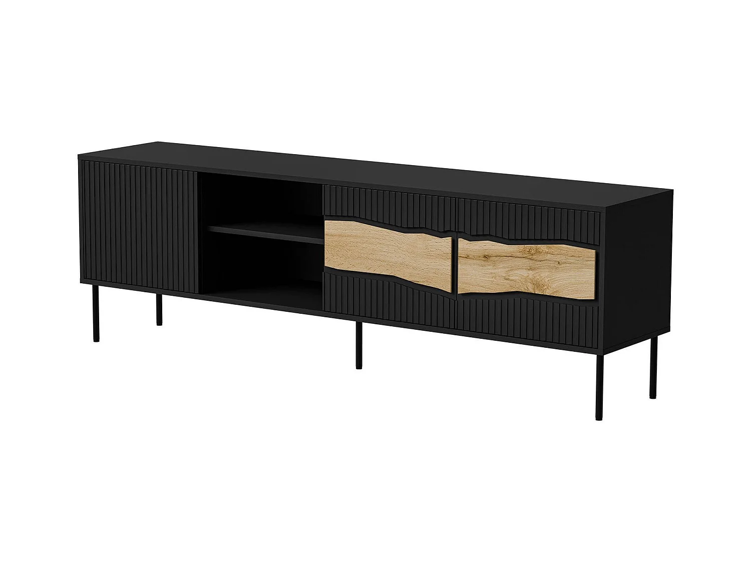 Meuble TV Feira, 2 étagères, 40x190x61,5h cm Noir