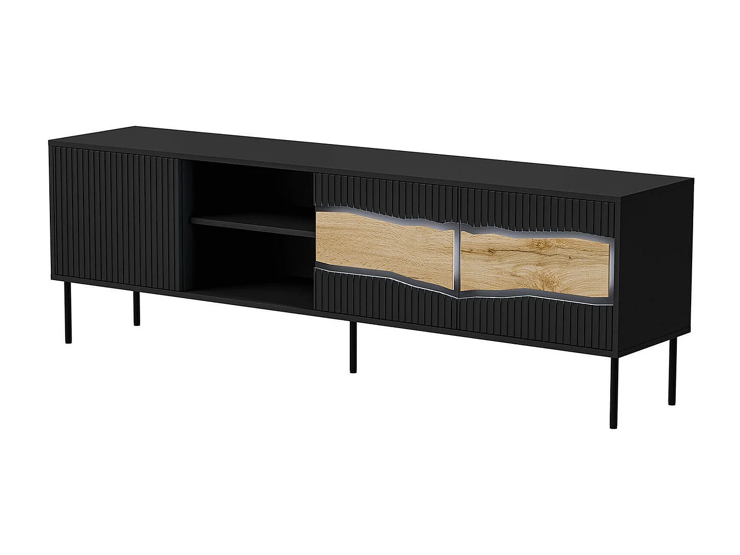 TV-Schrank Feira, 2 Regale, 40x190x61,5h cm Schwarz