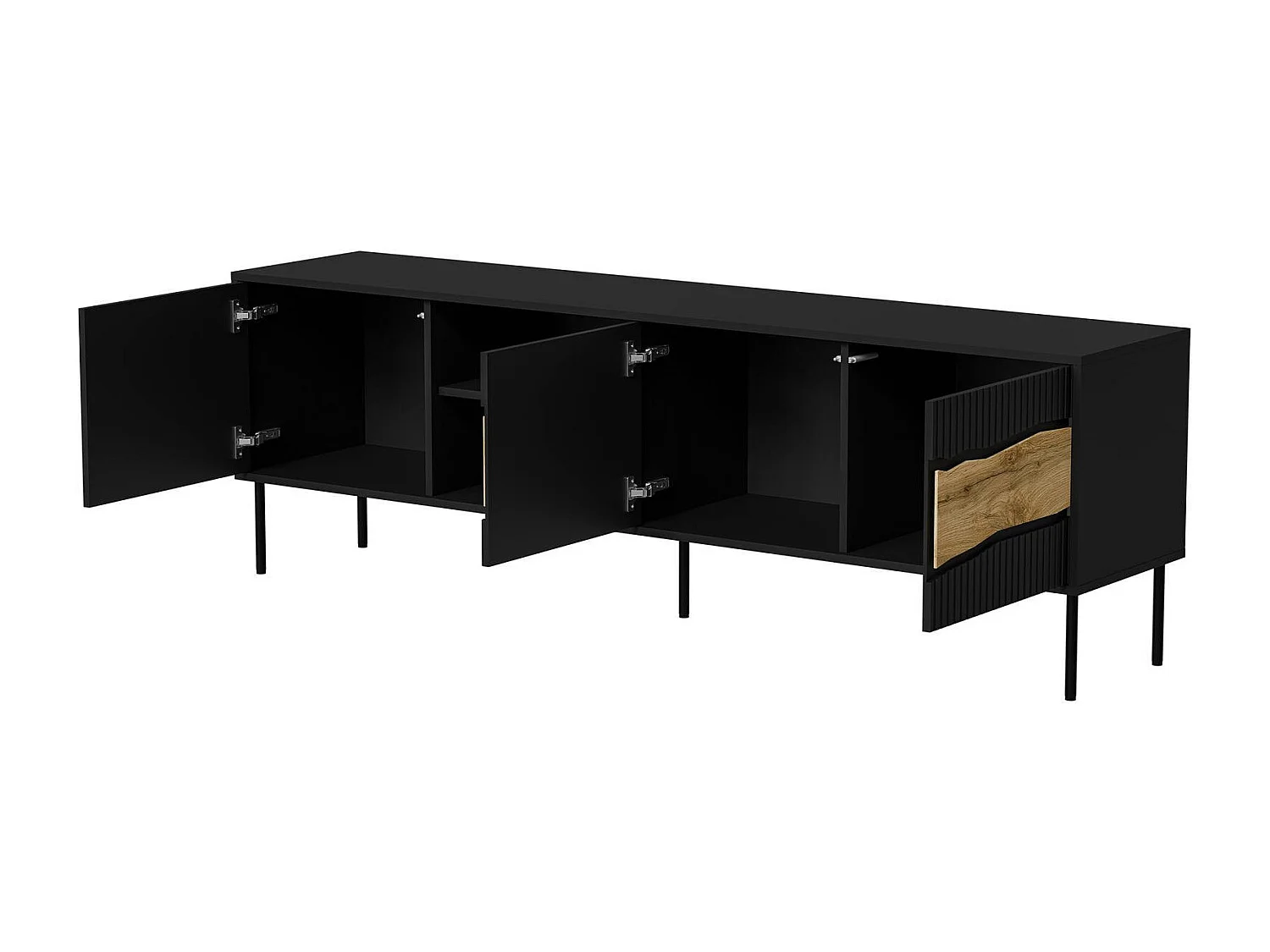 TV-Schrank Feira, 2 Regale, 40x190x61,5h cm Schwarz