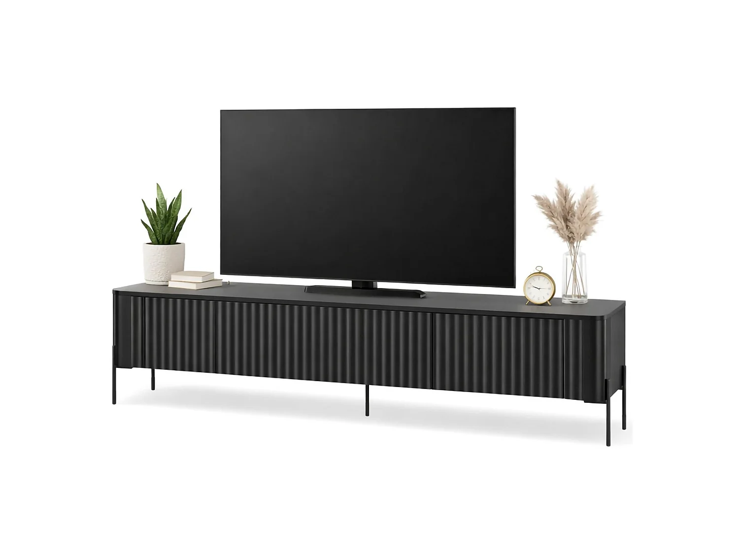 Meuble TV Fiaes, une étagère, 39,6x190x50h cm Noir