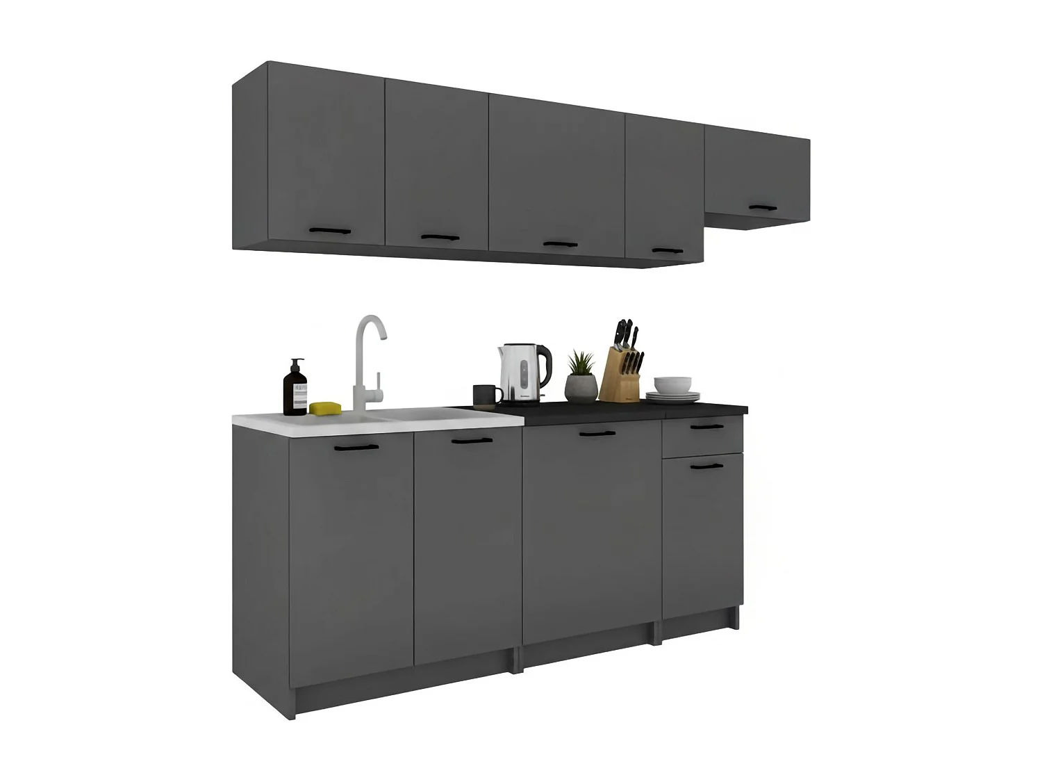 Cucina Completa Tavira, un Cassetto, Grigio Antracite