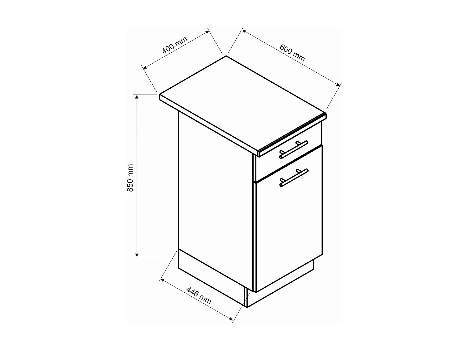 Cucina Completa Tavira, un Cassetto, Grigio Antracite